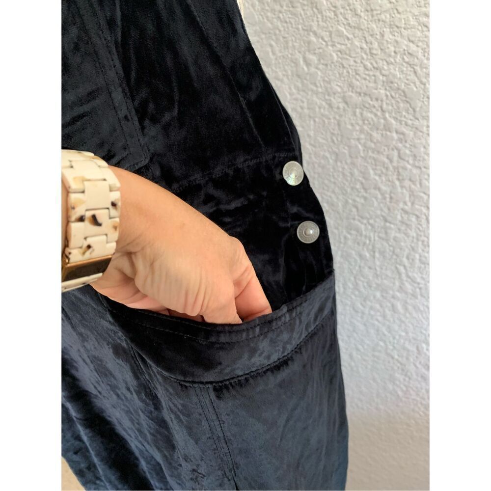 Free People Follow The Sun One Piece Velvet Overalls Black Size S - Picture 10 of 12
